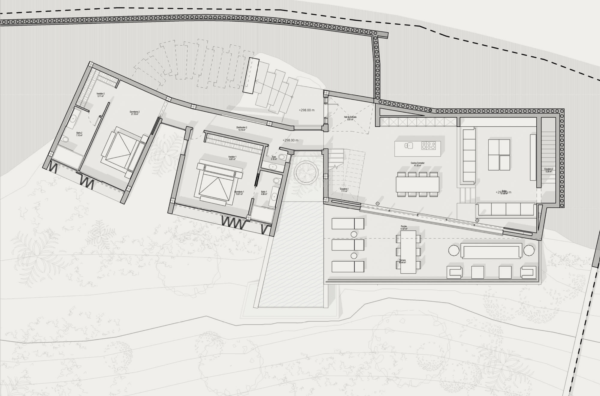 Grundriss des Erdgeschosses der Casa Jaguar von Archidom Studio