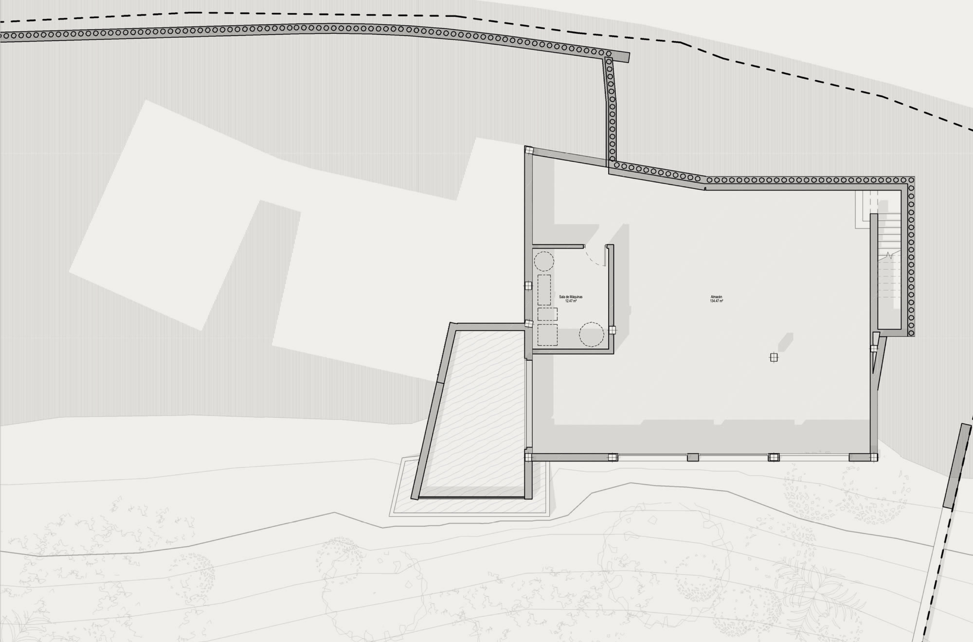 Grundriss des Untergeschosses der Casa Jaguar von Archidom Studio